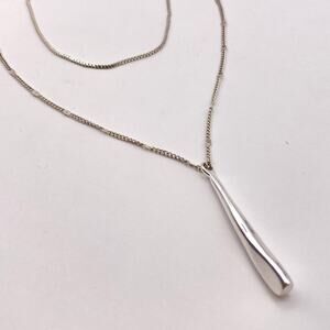 JENNY BIRD LEANNA Pendant Double Layer Chain Necklace Silver Plated-NWOT